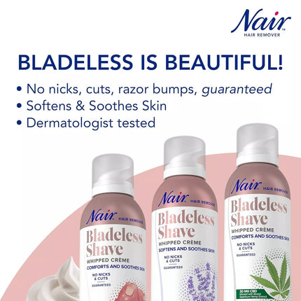 Nair Hair Remover Bladeless Shave Whipped Crème, Painless Hair Removal, 5 Oz Can